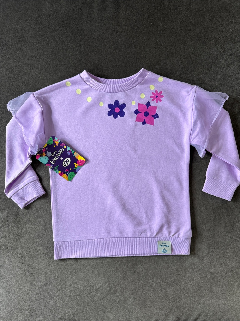 Girls Disney Encanto x CAMP Isabela Purple Flowers Sweatshirt Size S 4/6 RARE